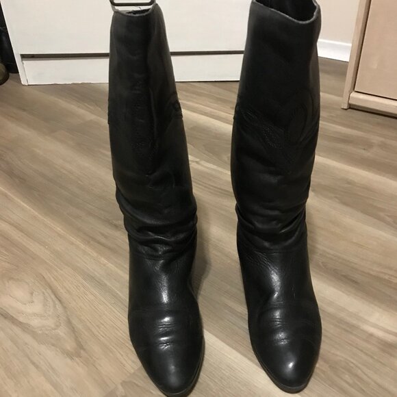 Luso Ladies Black Leather Tall Boots Size 40 - Picture 2 of 6